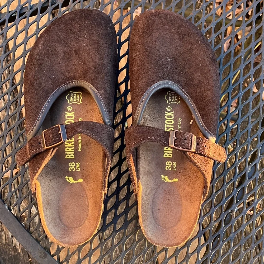 Birkenstock Dark Brown Suede Clogs - Picture 1 of 4